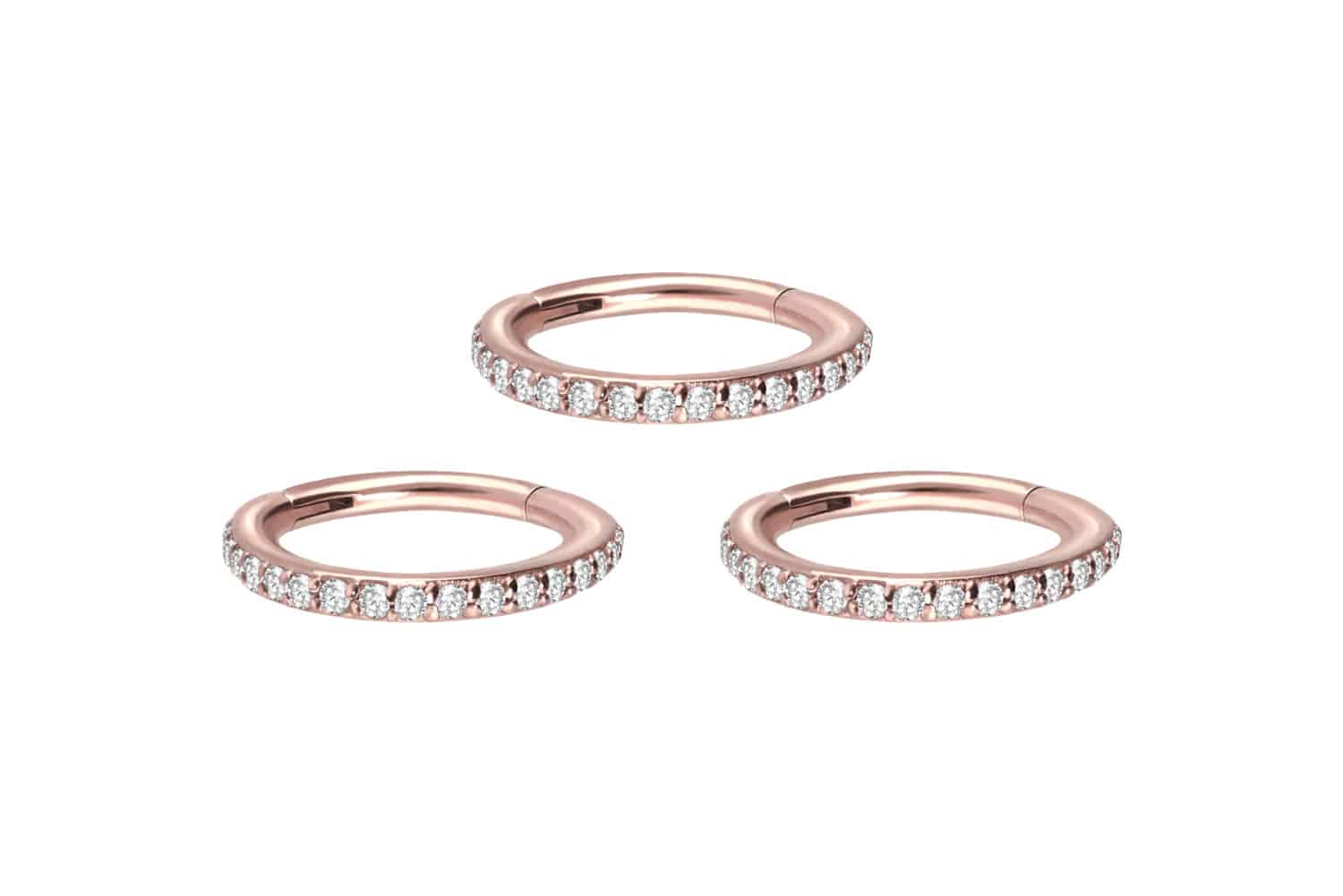 SET Chirurgenstahl Segmentring Clicker Piercing EINGEFASSTE KRISTALLE ++Neues Design++